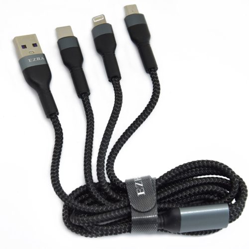 Ezra 4 az 1-ben adatkábel - USB, Type-C, Lightning és micro USB csatlakozók