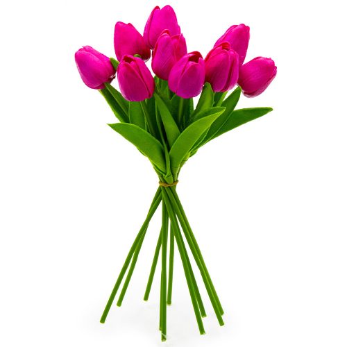 10 szálas tulipán csokor művirág - rózsaszín árnyalatok