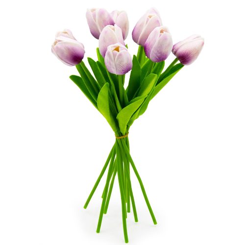 10 szálas tulipán csokor művirág - lilás árnyalatok