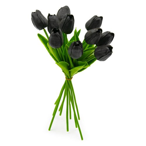 10 szálas tulipán csokor művirág - fekete