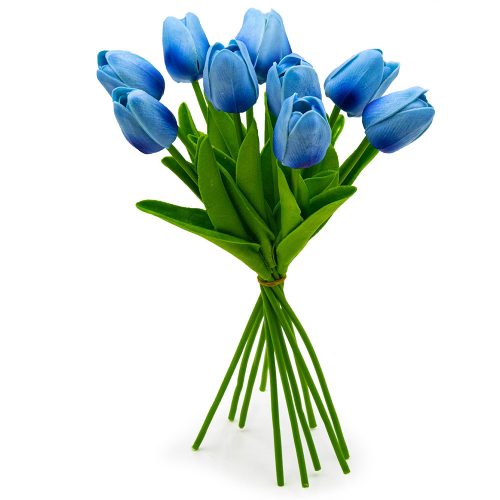 10 szálas tulipán csokor művirág - kék