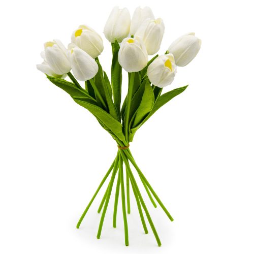 10 szálas tulipán csokor művirág - fehér
