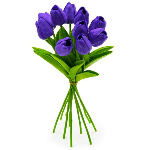 10 szálas tulipán csokor művirág - sötét lila