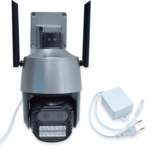 Dupla kamerás WiFi biztonsági kamera mozgásérzékelővel és reflektorral