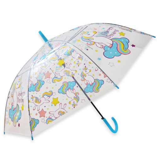 Automata esernyő gyerekeknek, átlátszó - unikornis mintával