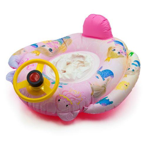 Baby Boat – felfújható beülős úszógumi, 65x20 cm – rózsaszín, kormányos, hercegnős
