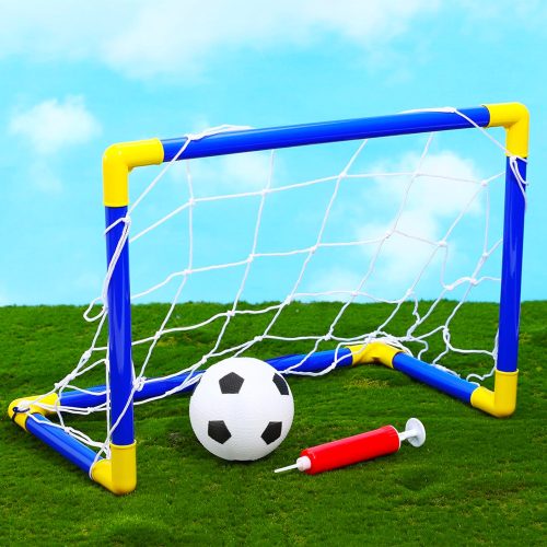 Felállítható focikapu hálóval, labdával és pumpával / 100x70x50 cm