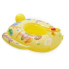 Baby Boat – felfújható beülős úszógumi, 67x80 cm – sárga, kormányos