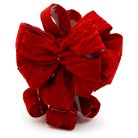 Bársonyos piros masni karácsonyfa csúcsdísznek - 20 cm