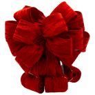 Bársonyos piros masni karácsonyfa csúcsdísznek - 20 cm