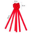 Bársonyos piros masni karácsonyfa csúcsdísznek - 20 cm