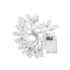 Csipeszes LED égősor / fotó klipsz fényfüzér, elemes - 3 méter