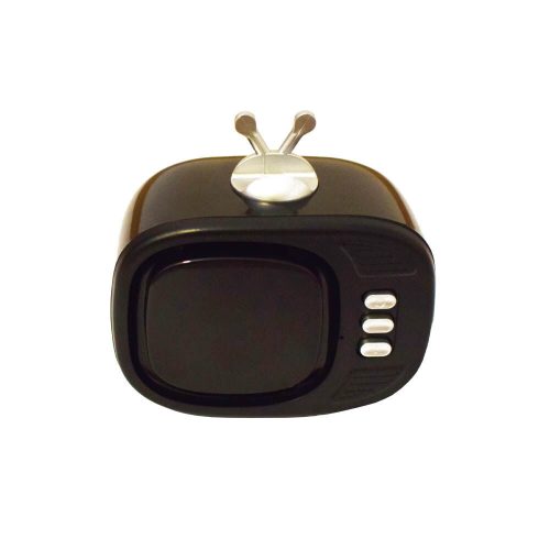 ​Mini retro TV formájú Bluetooth hangszóró és zenelejátszó / kihangosító telefontartóval (M8)