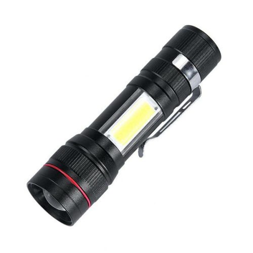 USB-ről tölthető Tech Light LED lámpa piros-kék villogóval és zoom funkcióval