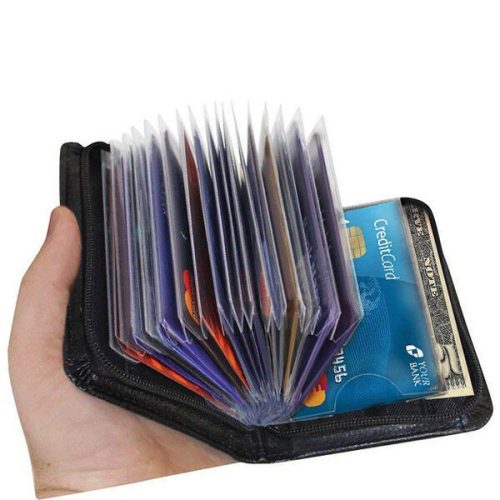 Biztonsági RFID-blokkoló pénztárca és kártyatartó, fekete