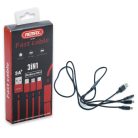 3 az 1-ben USB töltő- és adatkábel - Micro USB, Type-C és Lightning csatlakozó
