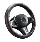DW-5056R-42 42CM Valódi bőr kormányvédő szellőző lyukacsos  Piros betétes mintával 