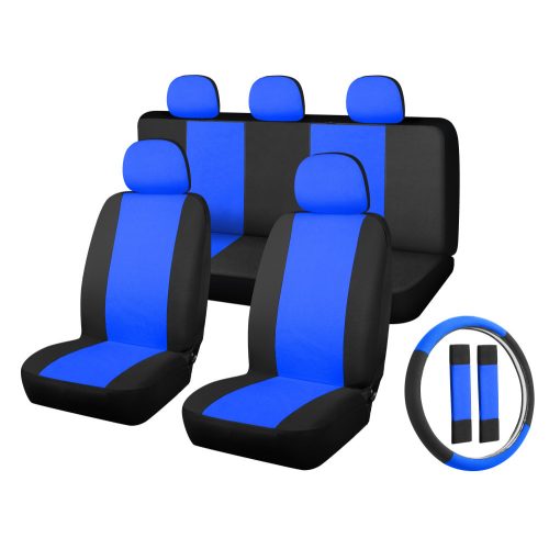 01556 11 részes üléshuzat szett - kék-fekete 2HELYEN osztható - Légzsákos univerzális üléshuzat szett 