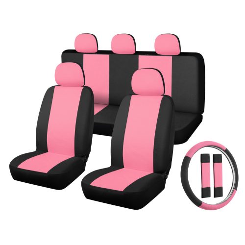 01563 11 részes üléshuzat szett Pink-Fekete 2HELYEN osztható - Légzsákos univerzális üléshuzat szett 