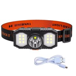  USB-s Fejlámpa - Erőteljes COB LED lámpa 4funkciós