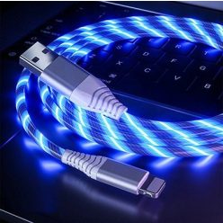   Apple LIGHTNING világító LED töltőkábel kábel - kék színben