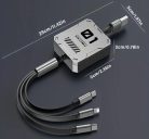 3 az 1-ben visszahúzható fekete USB Type-C töltőkábel Lightning / Micro-USB / USB Type-C