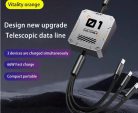 3 az 1-ben visszahúzható fekete USB Type-C töltőkábel Lightning / Micro-USB / USB Type-C