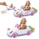 Barbie - Chelsea baba nyitott tetős autóban, kiskutyával