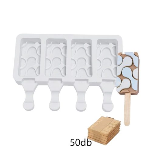 Jégkrém készítő szilikon forma, Molekula minta 13x18cm - Jégkrém készítő+ Fa pálcika 50db