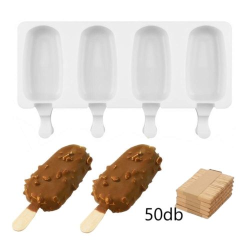 Jégkrém készítő szilikon forma, Klasszikus minta 15x25cm - Jégkrém készítő+ Fa pálcika 50db