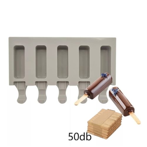 Jégkrém készítő szilikon forma, hosszúkás 12,5x19cm - Jégkrém készítő+ Fa pálcika 50db