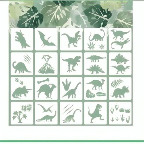Torta stencil dinoszaurusz téma - 20 db különálló sablon