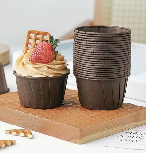 Eldobható Muffin Poharak, Hőálló Cupcake - 24 db Több színben - Barna