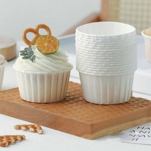 Eldobható Muffin Poharak, Hőálló Cupcake - 24 db Több színben - Fehér