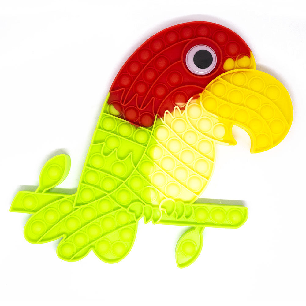 Papagáj Pop It stresszoldó játék / buborékpukkantó szilikon / fejlesztő társasjáték - közepes