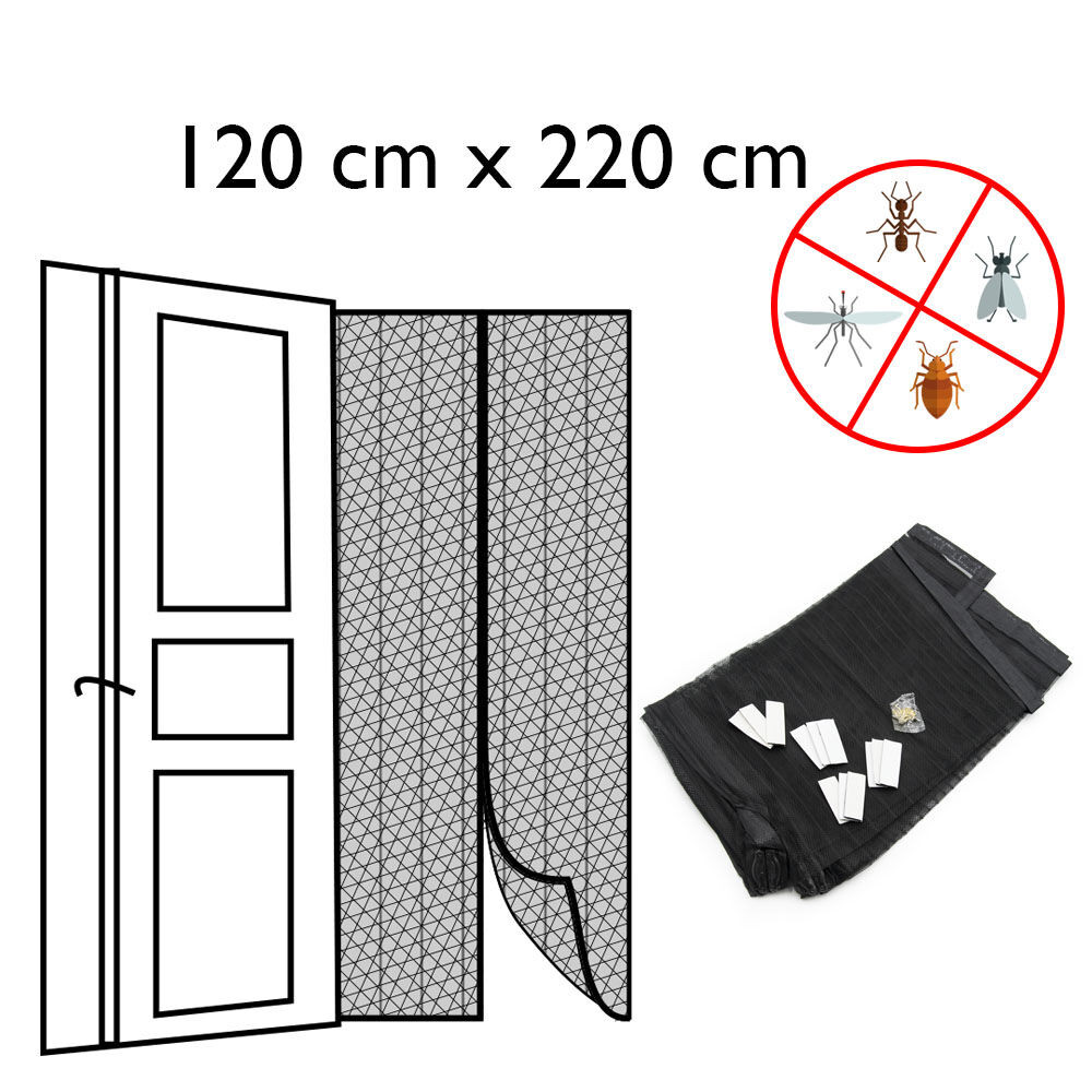 Mágneses szúnyogháló ajtóra - rovarfüggöny / 120x220 cm - fekete (675)