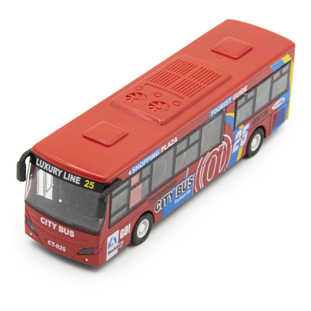 Lendkerekes játék városi busz, 17 cm