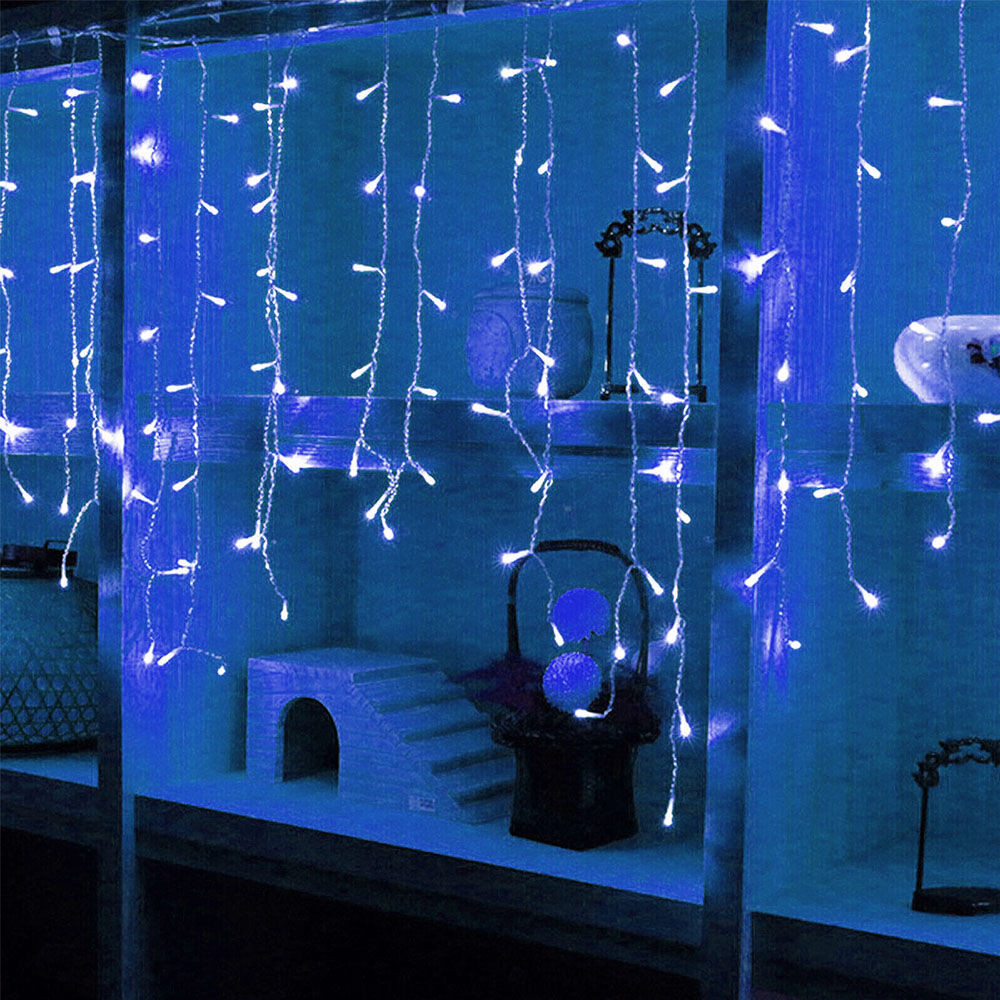 Dekorációs LED fényfüggöny, 200 LED, kék - 6 méter
