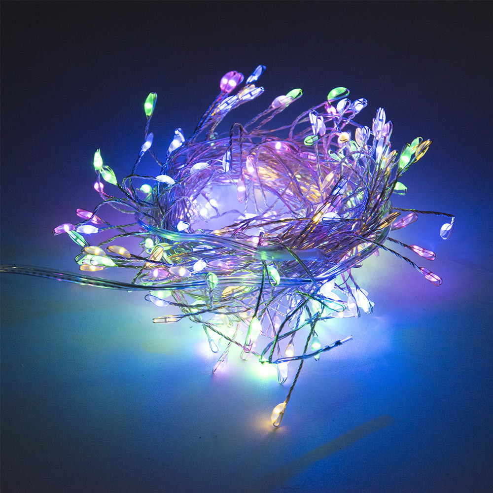 Karácsonyi LED fényfüzér - multicolor, 200 ledes, drótos, USB csatlakozóval / 6 méter
