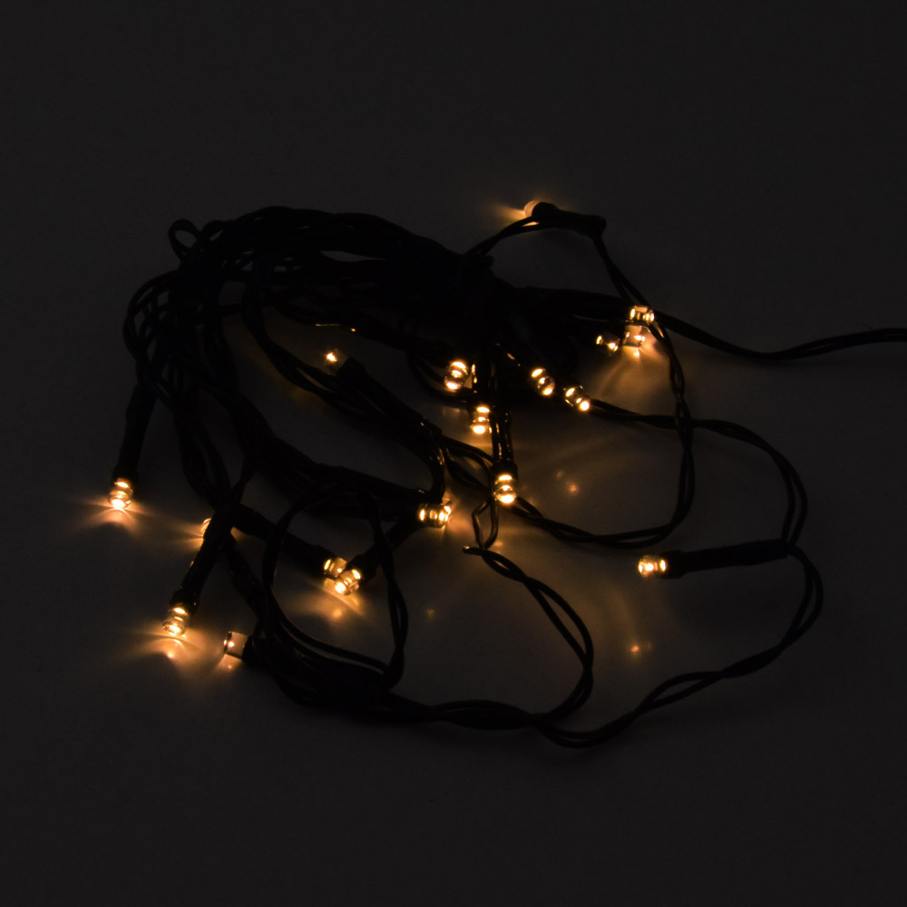 Elemes karácsonyi fényfüzér - meleg fehér, 20 ledes, zöld vezetékkel / 2,8 méter