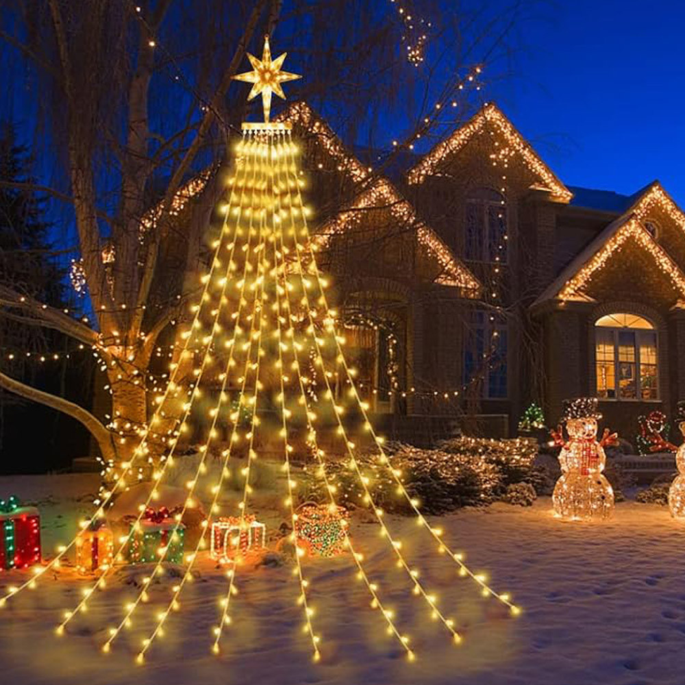 Karácsonyfa formájú LED fényfüzér, 320 LED - meleg fehér