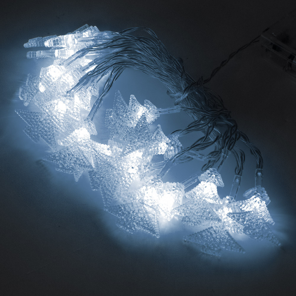 Karácsonyi fenyőfa alakú LED fényfüzér - hideg fehér / 2,8 méter, 20 LED, elemes