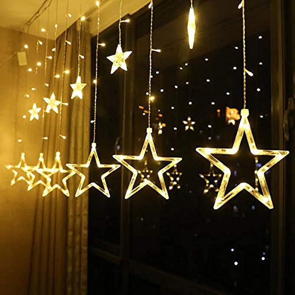 Karácsonyi LED fényfüzér - csillagok / 270 cm, 126 LED, meleg fehér, USB-s
