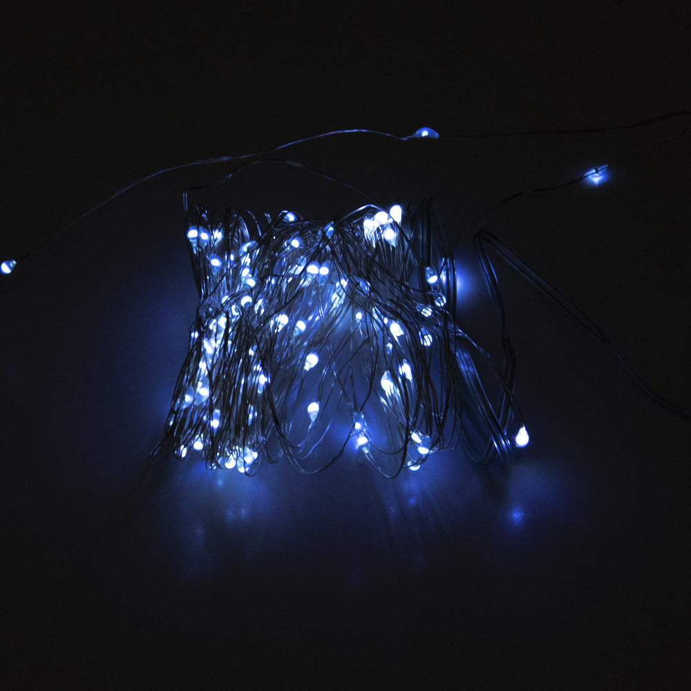Karácsonyi LED fényfüzér - hideg fehér / 2 méter, 20 LED, elemes