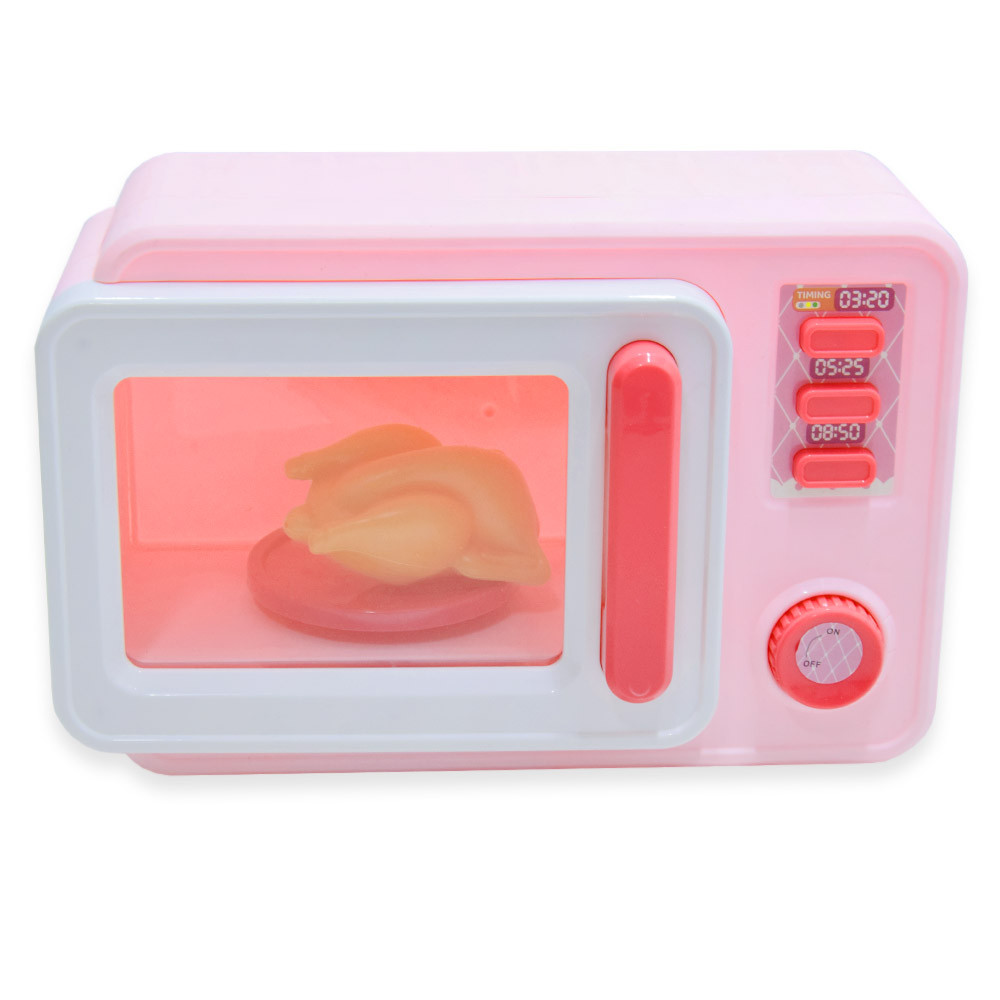 Játék mikrohullámú sütő - sült csirkével / rózsaszín