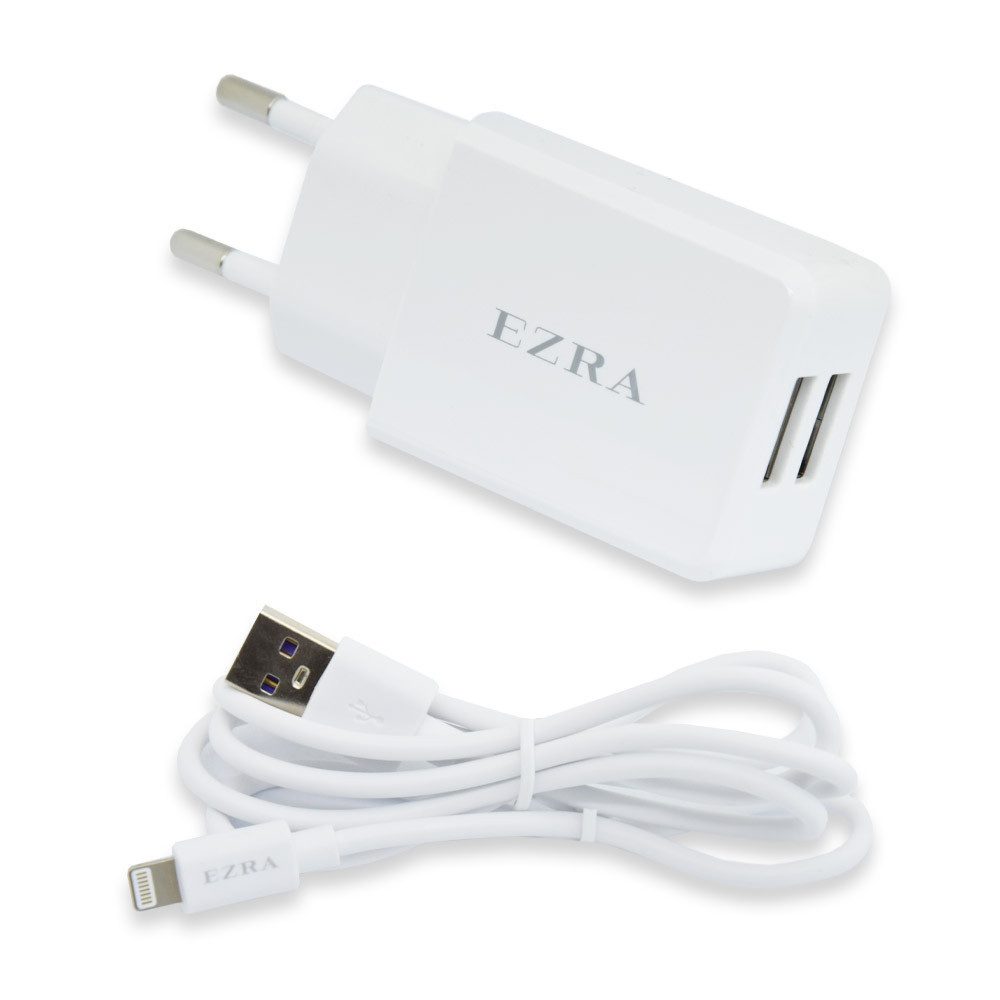 Ezra dupla USB-s gyorstöltő adapter és adatkábel Lightning csatlakozóval