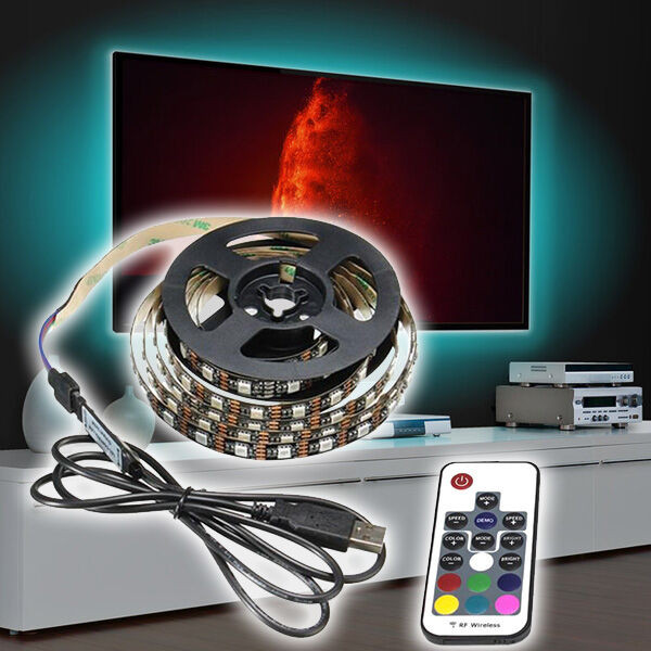 Színes LED TV háttérvilágítás, 4x50 cm USB RGB LED szalag